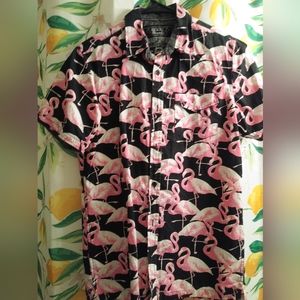 Broken threads flamingo button up small